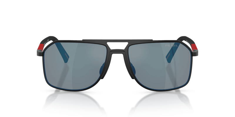 Prada Linea Rossa PS B51S in Matte Black / Dark Grey Mirror Blue/Red (1BO08F) - Alternate View