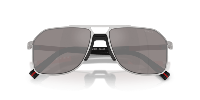 Prada Linea Rossa PS B51S in Matte Silver / Purple Brown Mirror Silver (18X80I) - Side View