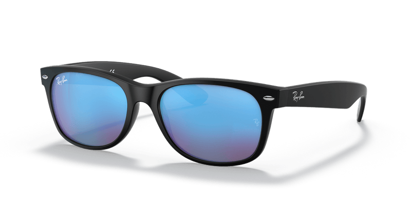 Ray-Ban NEW WAYFARER RB2132 in Rubber Black / Blue Flash - Alternate View