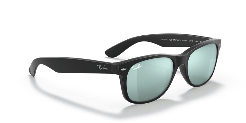 Ray-Ban NEW WAYFARER RB2132 in Rubber Black / Silver Flash - Alternate View