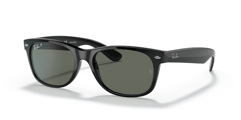 Ray-Ban NEW WAYFARER RB2132 in Black / Green Polarized - Front View