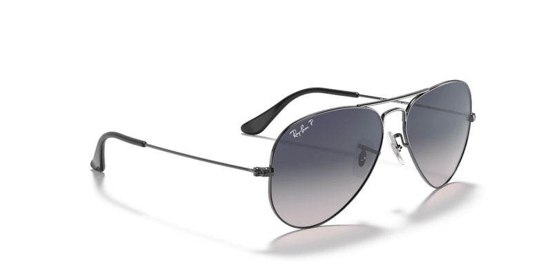 Ray-Ban AVIATOR LARGE METAL RB3025 in Gunmetal / Blue Gradient Polarized - Temple Detail