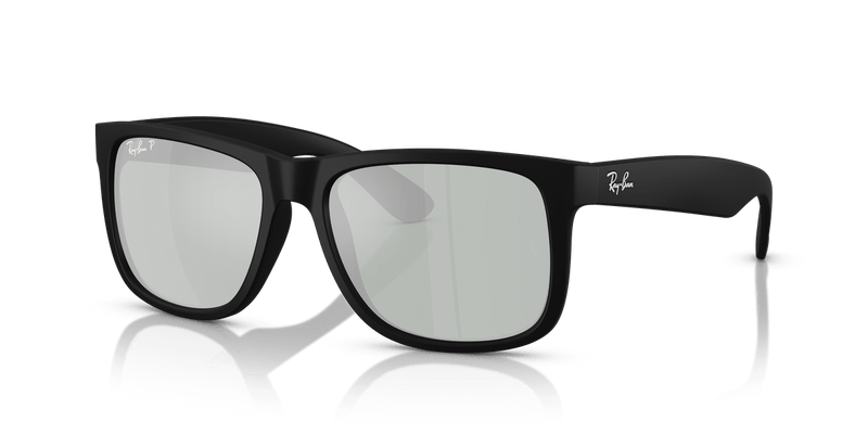 Ray-Ban JUSTIN RB4165 in Rubber Black / Green Mirror Silver Polarized - Alternate View