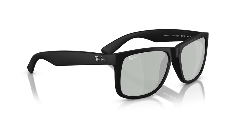 Ray-Ban JUSTIN RB4165 in Rubber Black / Green Mirror Silver Polarized - Alternate View