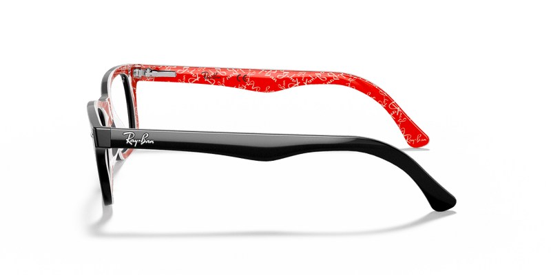 Ray-Ban RX5228 in Black On Red / Clear - Alternate View