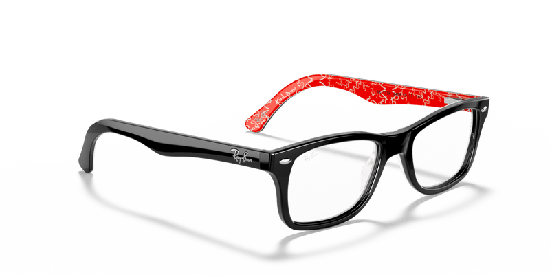 Ray-Ban RX5228 in Black On Red / Clear - Alternate View