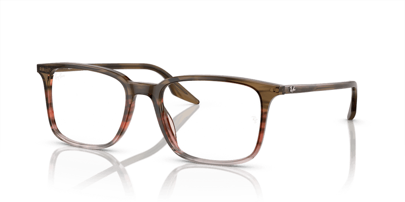 Ray-Ban RX5421 in Striped Brown & Red / Clear - Alternate View