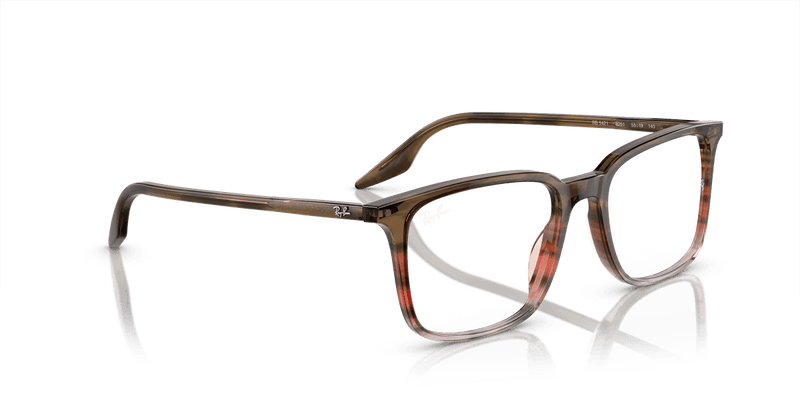 Ray-Ban RX5421 in Striped Brown & Red / Clear - Alternate View