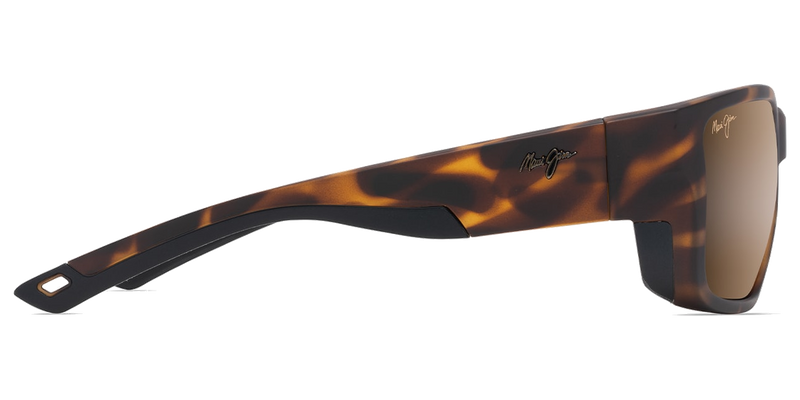 Maui Jim Amberjack in Matte Tortoise with Black rubber / HCL® Bronze (H896-10) - Temple Detail