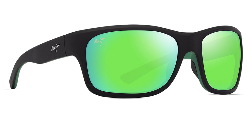 Maui Jim ‘Ano Nui in Matte Black with Green Interior / MAUIGreen® (GM681-02A) - Temple Detail
