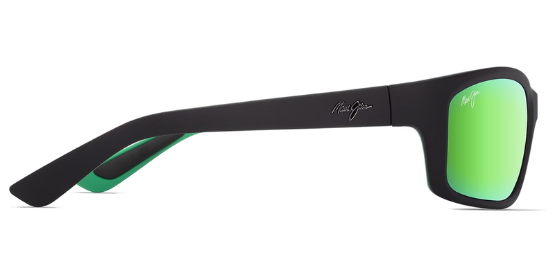 Maui Jim Kanaio Coast in Matte Black / Green / MAUIGreen® (GM766-02) - Temple Detail