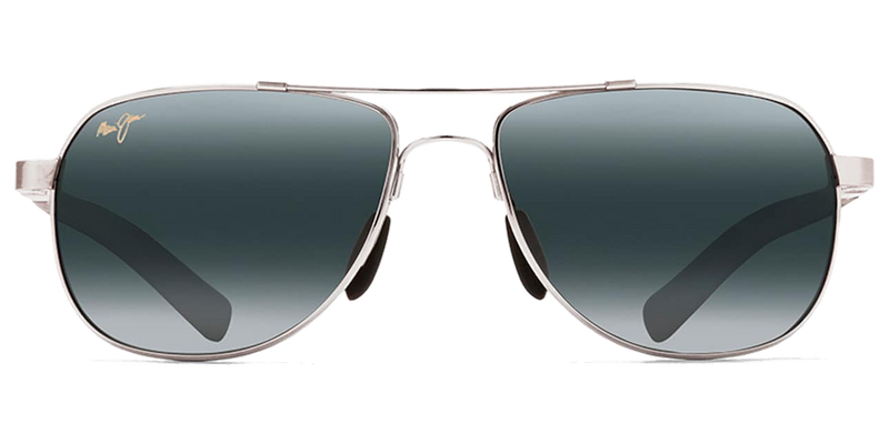 Maui Jim Guardrails in Silver with Blue and Light Blue / Neutral Grey (327-17) - Temple Detail