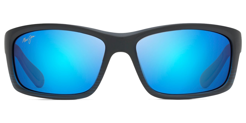 Maui Jim Kanaio Coast in Matte Translucent Blue Black with Stripe / Blue Hawaii (B766-08C) - Temple Detail