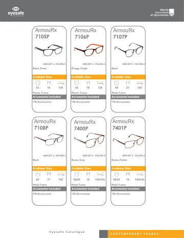 Eyesafe frame catalogue 2025, page 31 &mdash; prescription safety frames