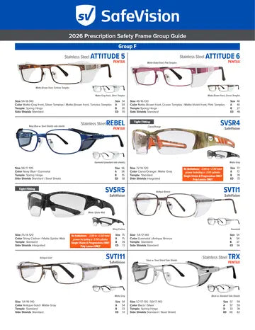 SafeVision 2026 prescription safety frame group guide, page 11