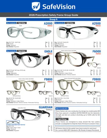 SafeVision 2026 prescription safety frame group guide, page 2